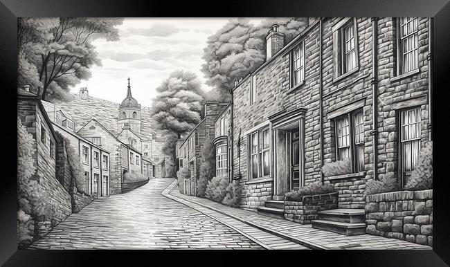 Main Street Haworth Drawing Framed Print by Steve Smith