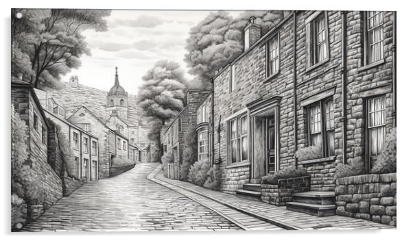 Main Street Haworth Drawing Acrylic by Steve Smith