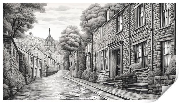 Main Street Haworth Drawing Print by Steve Smith