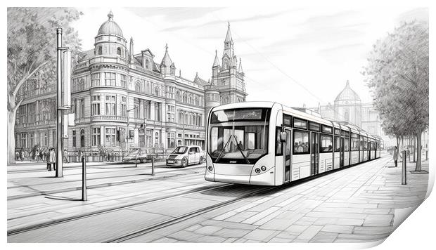 Sheffield City Centre Drawing Print by Steve Smith