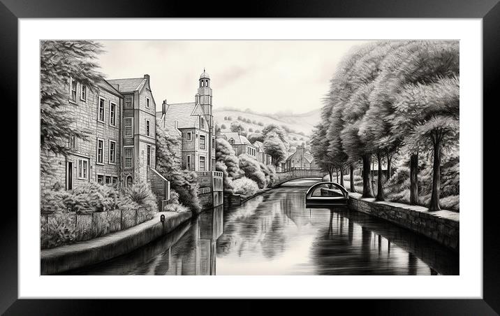 Hebden Bridge Drawing Framed Mounted Print by Steve Smith