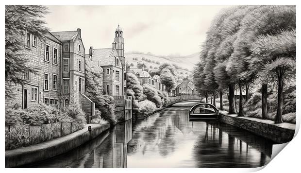 Hebden Bridge Drawing Print by Steve Smith