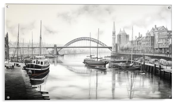 Newcastle Quayside Drawing Acrylic by Steve Smith