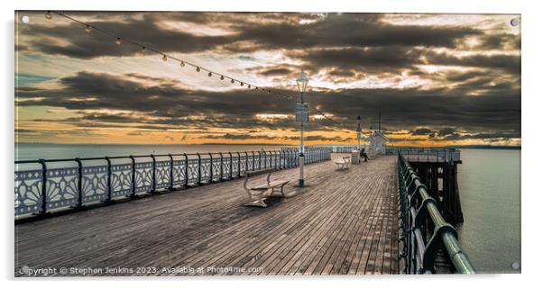 Penarth pier sunrise Acrylic by Stephen Jenkins