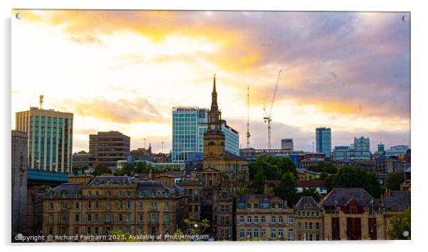Newcastle Skyline Acrylic by Richard Fairbairn