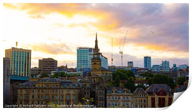 Newcastle Skyline Print by Richard Fairbairn