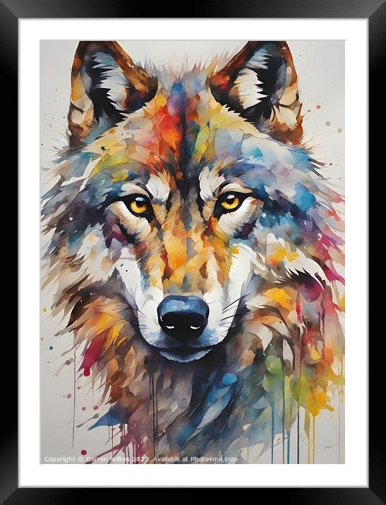 Mesmerising American Grey Wolf Art Framed Mounted Print by Darren Wilkes