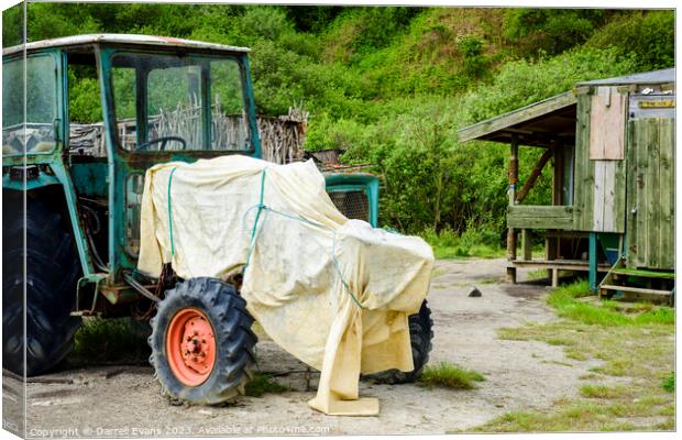 Covered Tractor Canvas Print by Darrell Evans