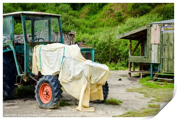 Covered Tractor Print by Darrell Evans