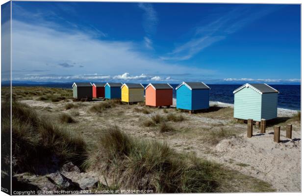 Vibrant Findhorn Beach Huts Canvas Print by Tom McPherson