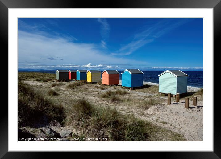 Vibrant Findhorn Beach Huts Framed Mounted Print by Tom McPherson