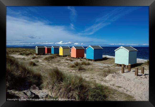 Vibrant Findhorn Beach Huts Framed Print by Tom McPherson