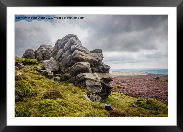 Hill walking on Cracoe Fell and Rylestone Fell Framed Mounted Print by Peter Stuart