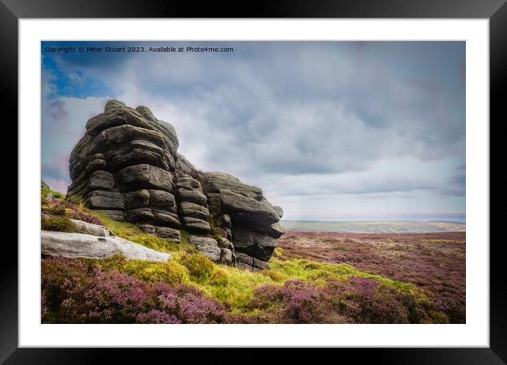 Hill walking on Cracoe Fell and Rylestone Fell Framed Mounted Print by Peter Stuart