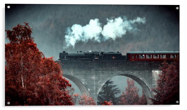 Jacobite Express in the rain Acrylic by David Jeffery