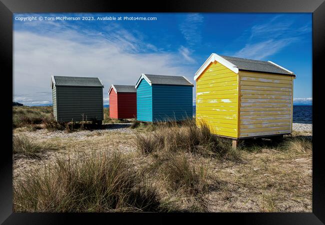 Findhorn Beach Huts Framed Print by Tom McPherson