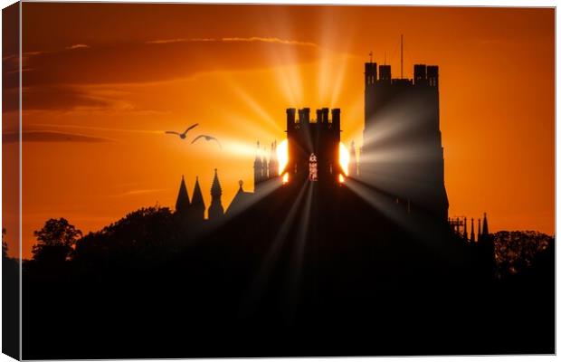 Sunset behind Ely Cathedrel, 23rd September 2021 Canvas Print by Andrew Sharpe