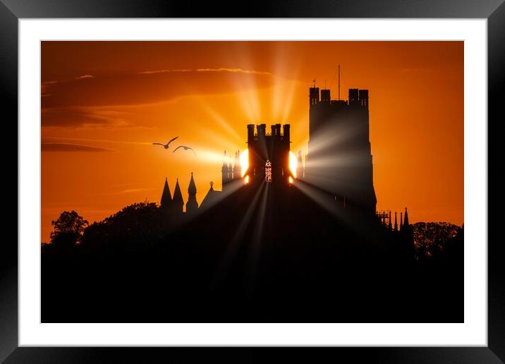 Sunset behind Ely Cathedrel, 23rd September 2021 Framed Mounted Print by Andrew Sharpe