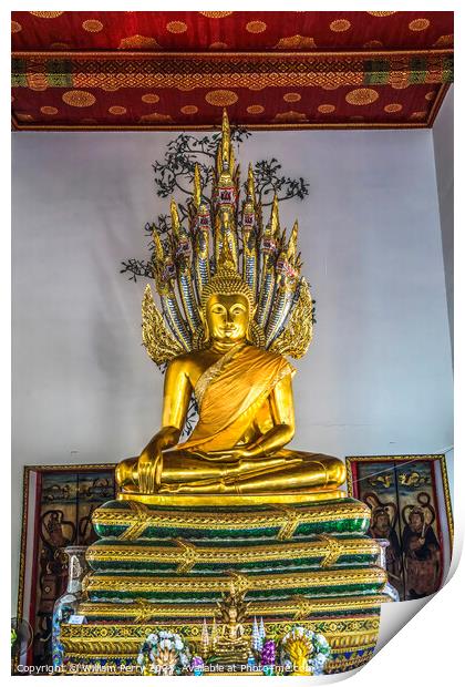 Golden Buddha Sala Karn Parien Wat Pho Bangkok Thailand Print by William Perry