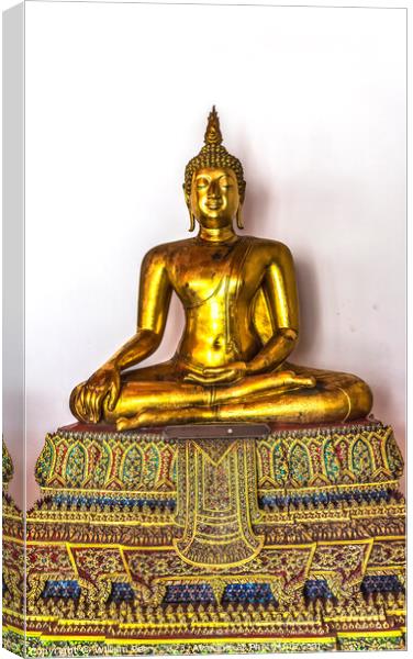 Ornate Golden Buddha Phra Rabiang Wat Pho Bangkok Thailand Canvas Print by William Perry