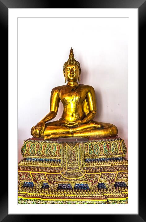 Ornate Golden Buddha Phra Rabiang Wat Pho Bangkok Thailand Framed Mounted Print by William Perry