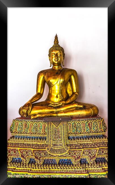 Ornate Golden Buddha Phra Rabiang Wat Pho Bangkok Thailand Framed Print by William Perry