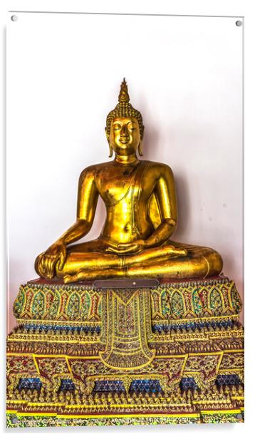 Ornate Golden Buddha Phra Rabiang Wat Pho Bangkok Thailand Acrylic by William Perry