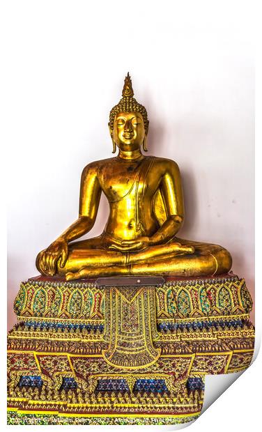 Ornate Golden Buddha Phra Rabiang Wat Pho Bangkok Thailand Print by William Perry