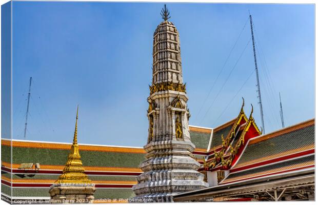 Prang Tower Phra Rabiang Wat Pho Bangkok Thailand Canvas Print by William Perry