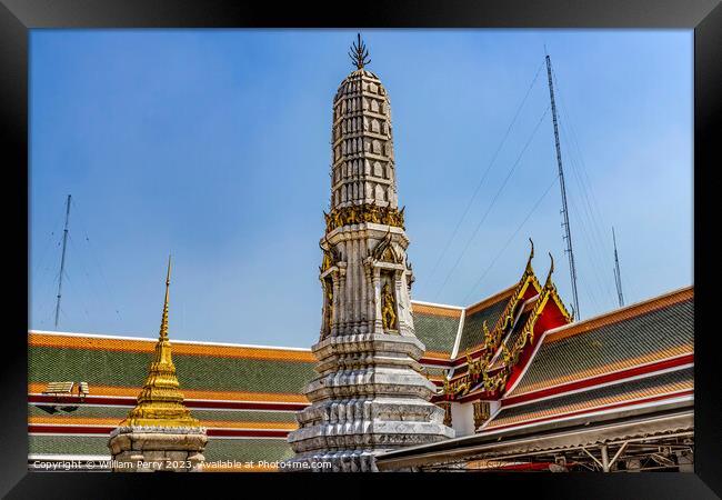 Prang Tower Phra Rabiang Wat Pho Bangkok Thailand Framed Print by William Perry
