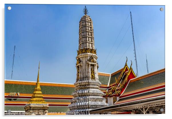 Prang Tower Phra Rabiang Wat Pho Bangkok Thailand Acrylic by William Perry