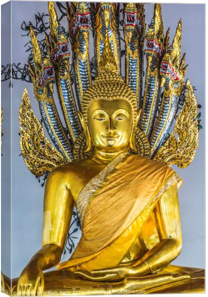 Golden Buddha Sala Karn Parien Wat Pho Bangkok Thailand Canvas Print by William Perry