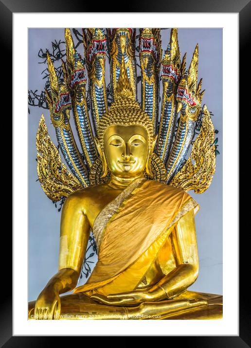 Golden Buddha Sala Karn Parien Wat Pho Bangkok Thailand Framed Mounted Print by William Perry