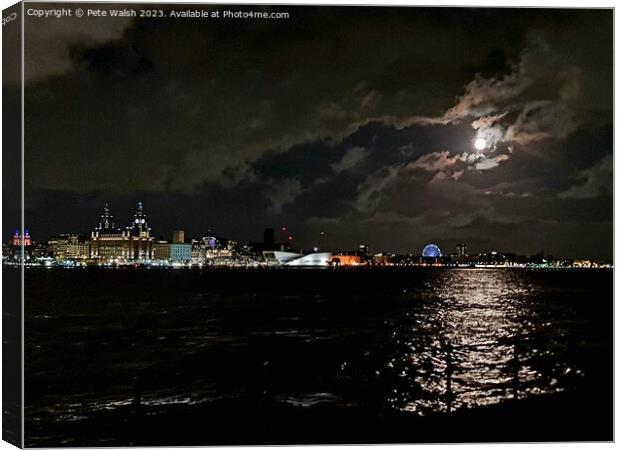 Liverbirds supermoon Canvas Print by Pete Walsh