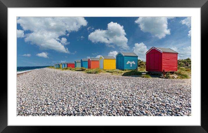 Vibrant Beach Huts at Findhorn's Shores Framed Mounted Print by Tom McPherson