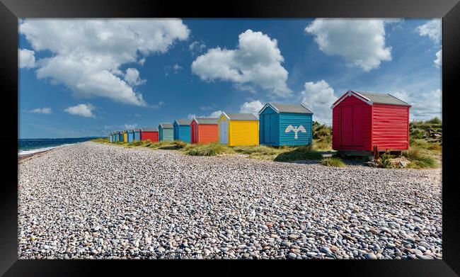 Vibrant Beach Huts at Findhorn's Shores Framed Print by Tom McPherson