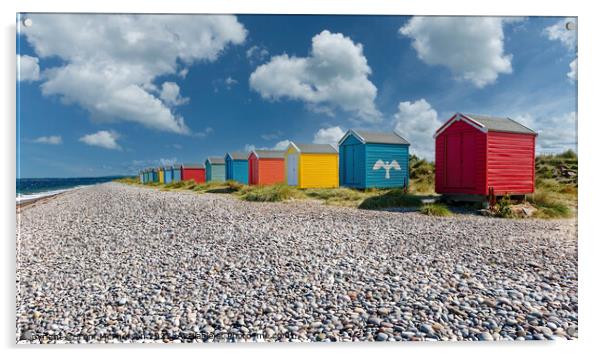 Vibrant Beach Huts at Findhorn's Shores Acrylic by Tom McPherson
