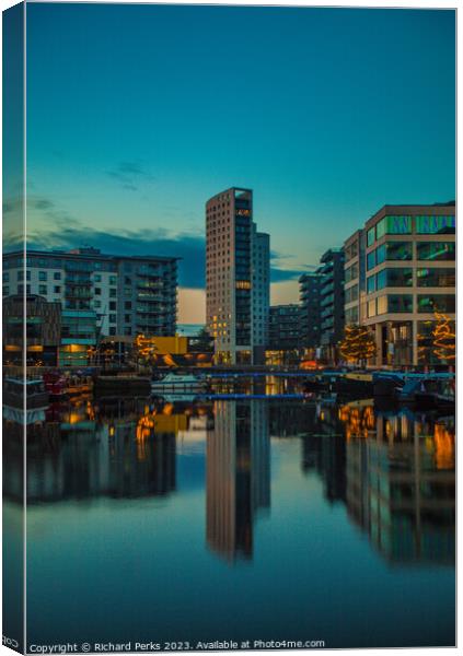 Tranquil  Leeds Dock Canvas Print by Richard Perks