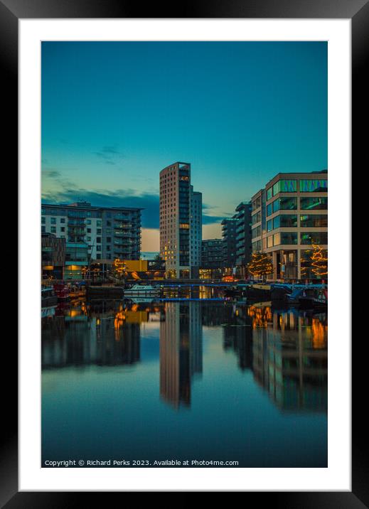 Tranquil  Leeds Dock Framed Mounted Print by Richard Perks