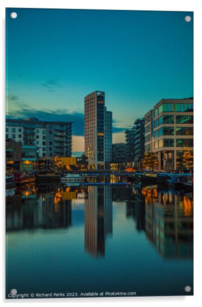 Tranquil  Leeds Dock Acrylic by Richard Perks