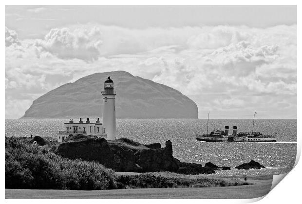 PS Waverley passing Turnberry lighthouse, Ayrshire Print by Allan Durward Photography