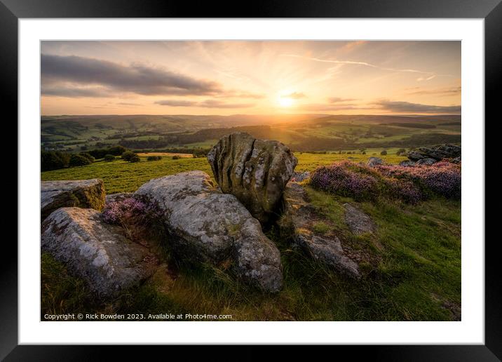 "Beneath Stanage Edge: The Sun-Kissed Knuckle Ston Framed Mounted Print by Rick Bowden
