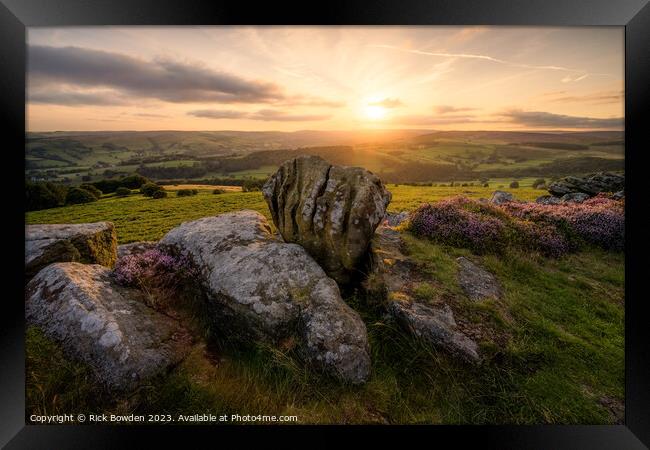 "Beneath Stanage Edge: The Sun-Kissed Knuckle Ston Framed Print by Rick Bowden