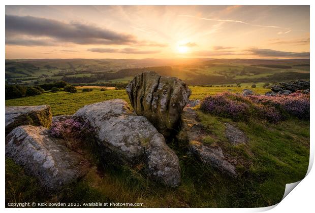 "Beneath Stanage Edge: The Sun-Kissed Knuckle Ston Print by Rick Bowden