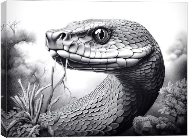 Black Mamba Snake Drawing Canvas Print by Steve Smith
