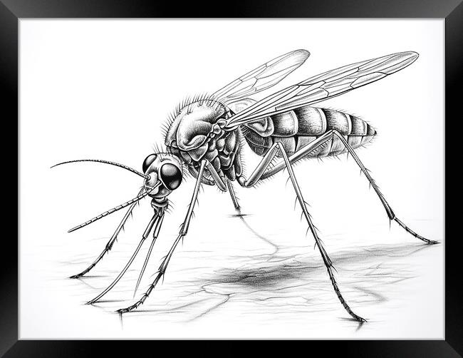 Mosquito Drawing Framed Print by Steve Smith