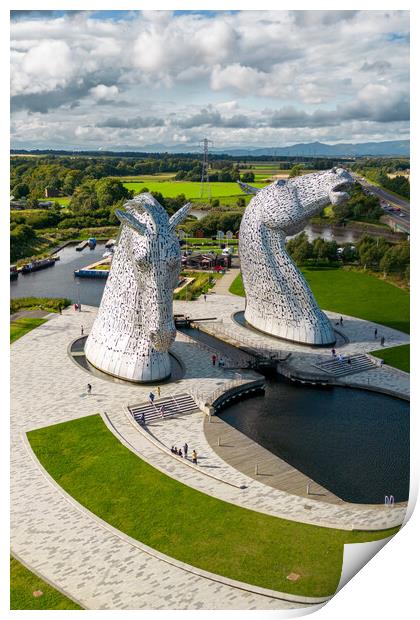 Kelpies Sculpture Falkirk Print by Apollo Aerial Photography