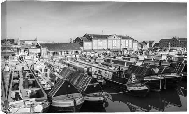 Easter Gathering of narrow boats at Ellesmere Port Canvas Print by Jason Wells