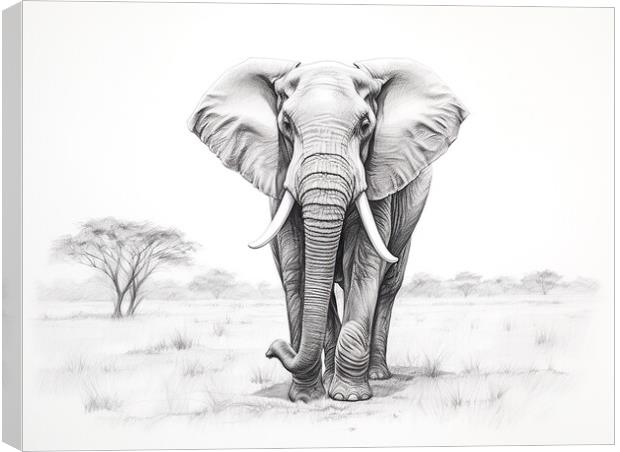 Bull Elephant Drawing Canvas Print by Steve Smith