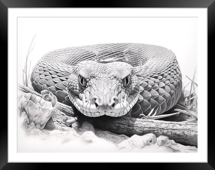 Saw Scaled Viper Drawing Framed Mounted Print by Steve Smith
